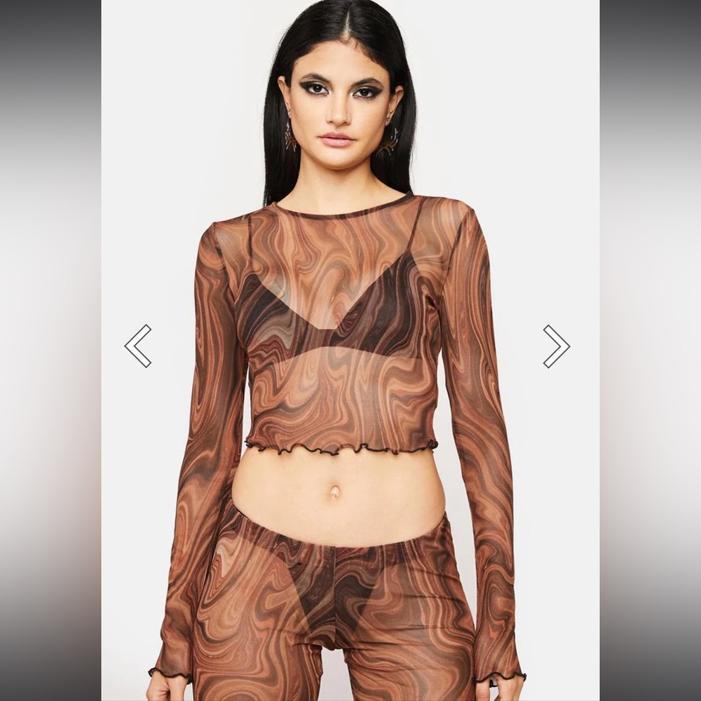 *Like New* Mesh Marble Print Crop Top